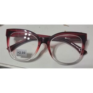Max Studio Red Ombre Tortoise 1.5 Square Skinny Frame Reading Glasses 120473